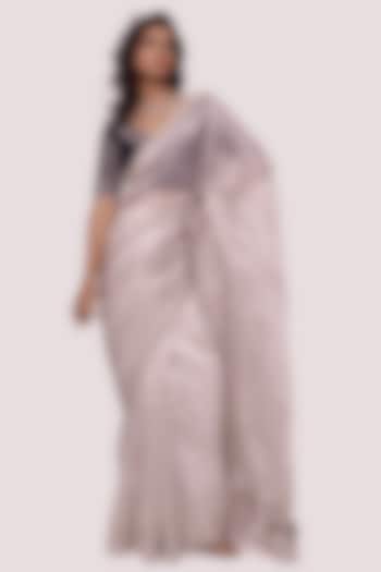 Steel Grey Tissue Embellished Saree Set by Onaya
