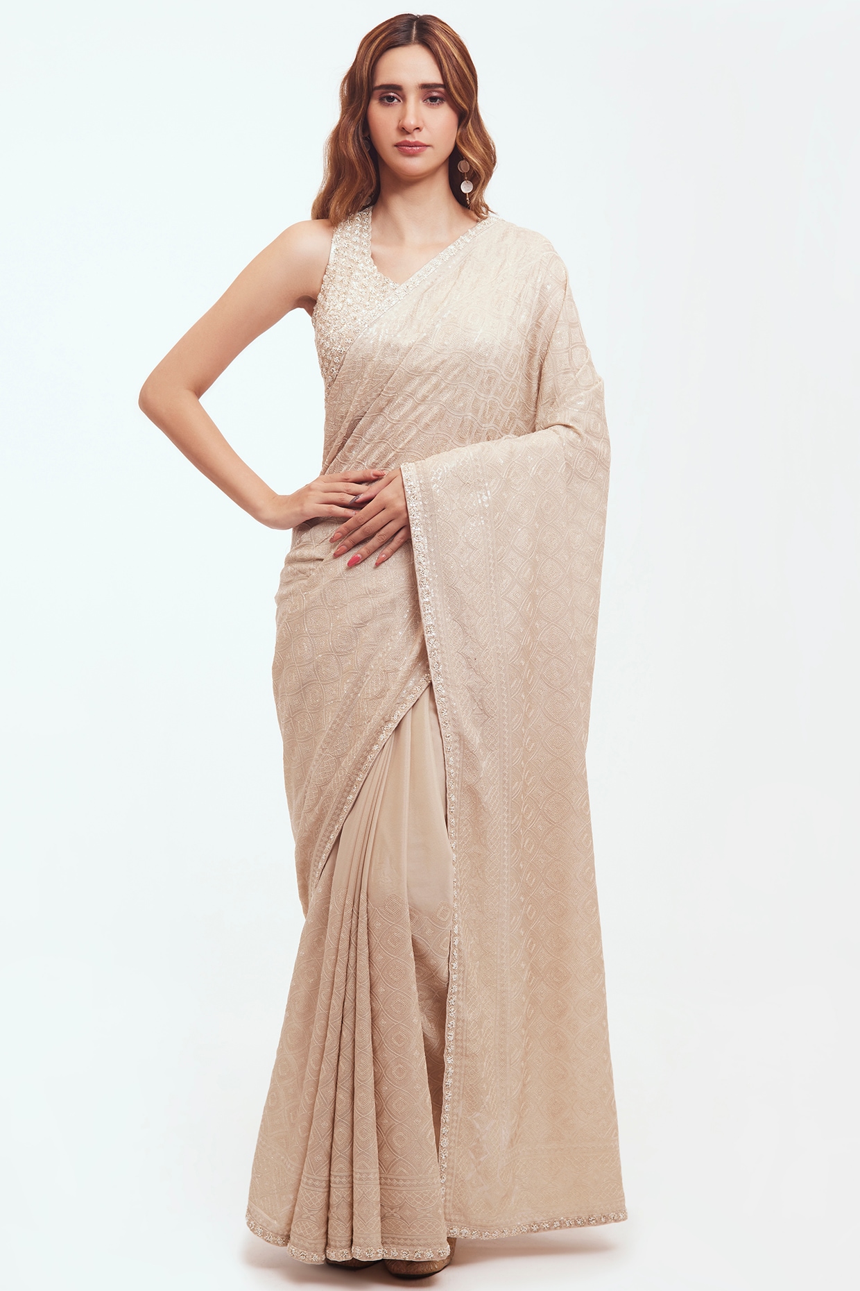 Buy Cream Sarees for Women by SHAILY Online | Ajio.com