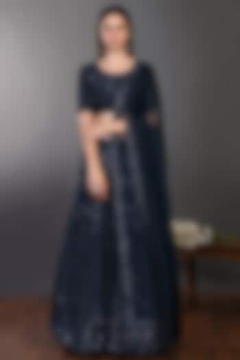 Bottle Green Embroidered Wedding Lehenga Set by Onaya at Pernia's Pop Up Shop