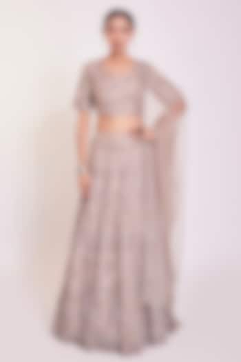 Burnt Pink Embroidered Wedding Lehenga Set by Onaya at Pernia's Pop Up Shop