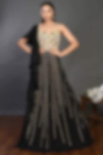 Black Embroidered Gown by Onaya