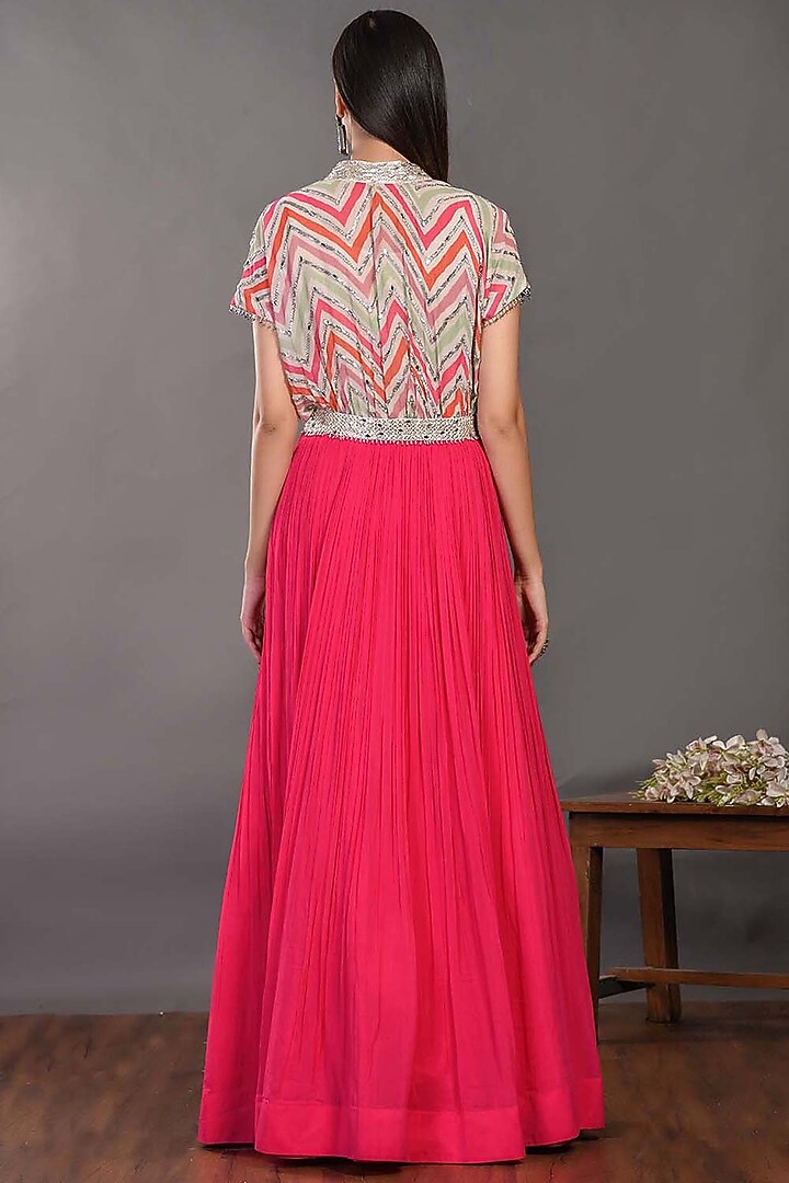 Rani & Off-White Printed Party Wear Gown by Onaya at Pernia's Pop Up Shop