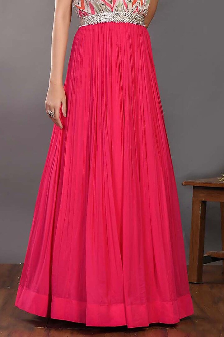 Rani & Off-White Printed Party Wear Gown by Onaya at Pernia's Pop Up Shop