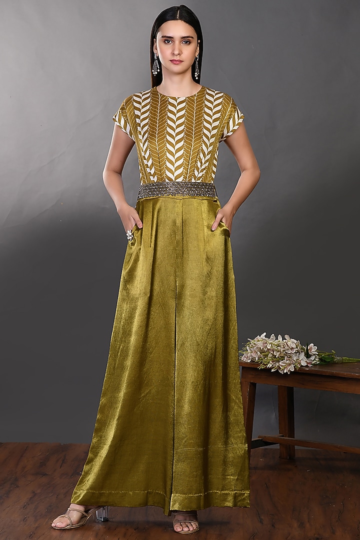 Green Jumpsuit With Belt by Onaya at Pernia's Pop Up Shop