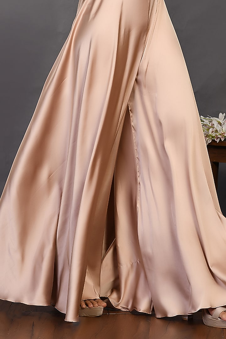 Beige Printed Jumpsuit With Belt by Onaya at Pernia's Pop Up Shop