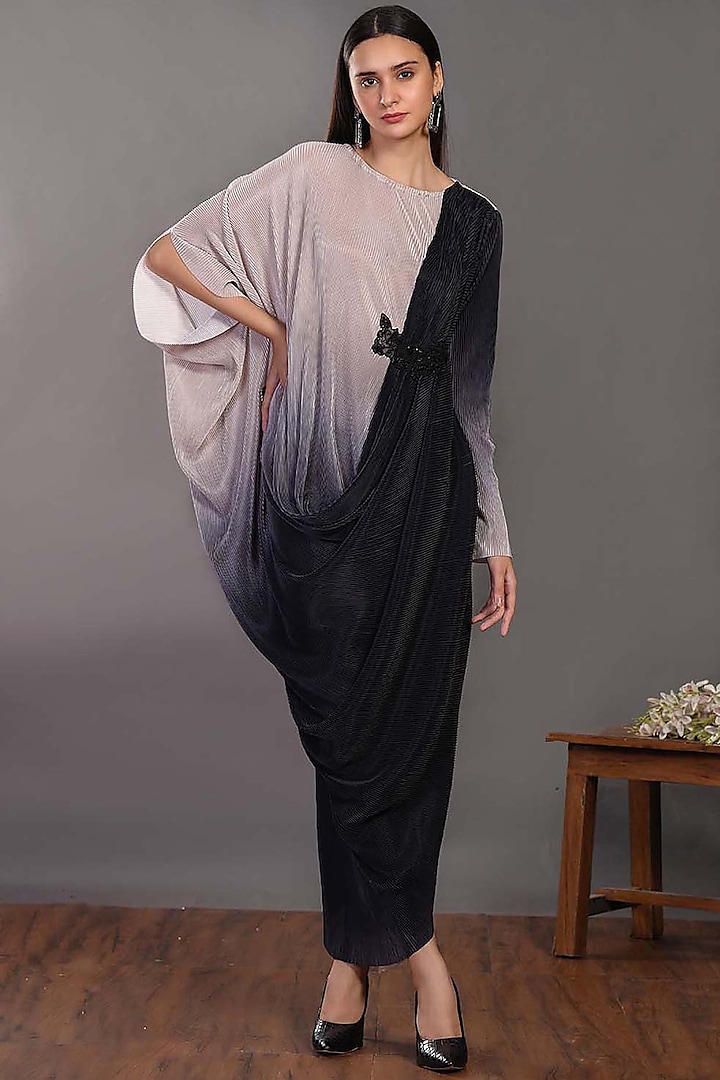 Black & White Satin Dress by Onaya