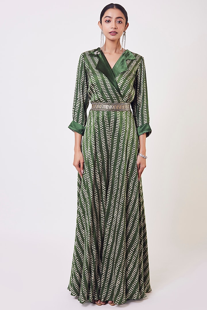 Green printed Jumpsuit With Belt by Onaya