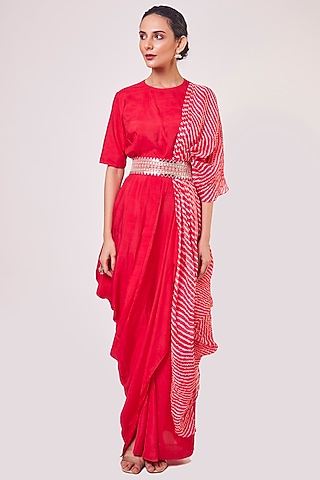 Rani Printed Draped Dress With Belt by Onaya