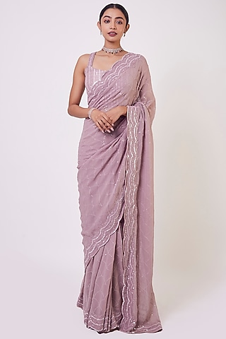 Pink Chikankari Saree Set by Onaya