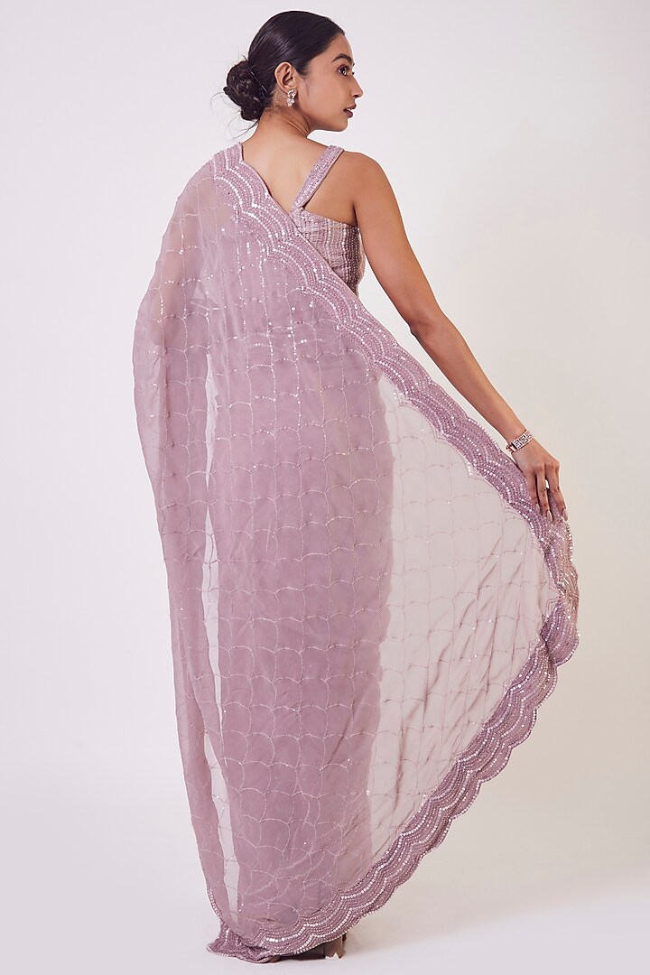 Pink Chikankari Festive Saree Set by Onaya at Pernia's Pop Up Shop