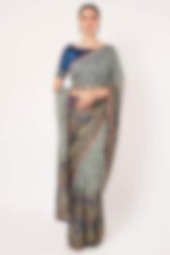 Multi-Colored Muslin Festive Saree Set by Onaya at Pernia's Pop Up Shop