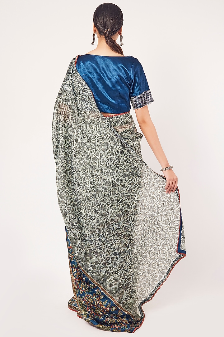 Multi-Colored Muslin Festive Saree Set by Onaya at Pernia's Pop Up Shop