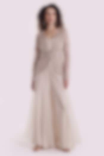 Off-White Net Cutdana Embellished Jacket Set by Onaya at Pernia's Pop Up Shop