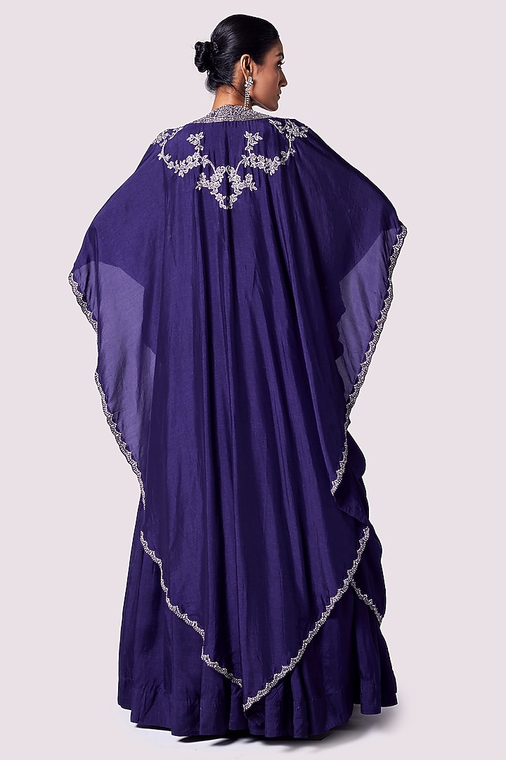 Purple Silk Sequin Embellished Jacket Wedding Lehenga Set by Onaya at Pernia's Pop Up Shop