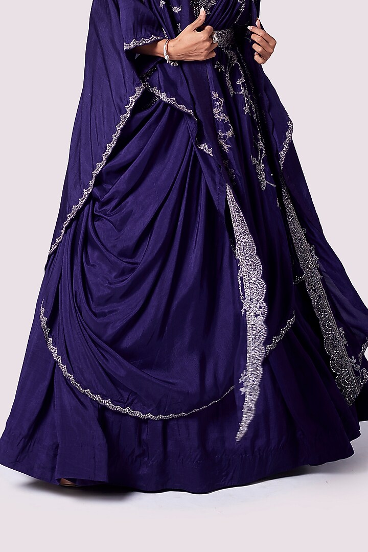 Purple Silk Sequin Embellished Jacket Wedding Lehenga Set by Onaya at Pernia's Pop Up Shop