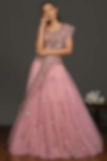 Pink Embroidered Wedding Lehenga Set by Onaya at Pernia's Pop Up Shop