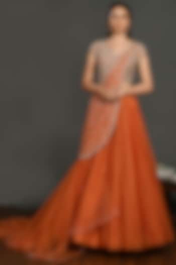 Orange Embroidered Wedding Lehenga Set by Onaya at Pernia's Pop Up Shop