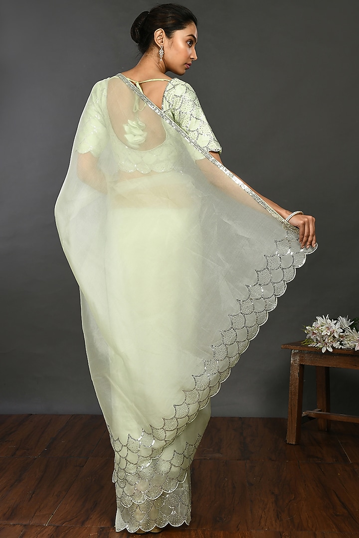 Pista Green Party Wear Saree Set With Stone Work by Onaya at Pernia's Pop Up Shop