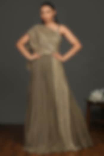 Grey Georgette Gown With Cutdana Work by Onaya