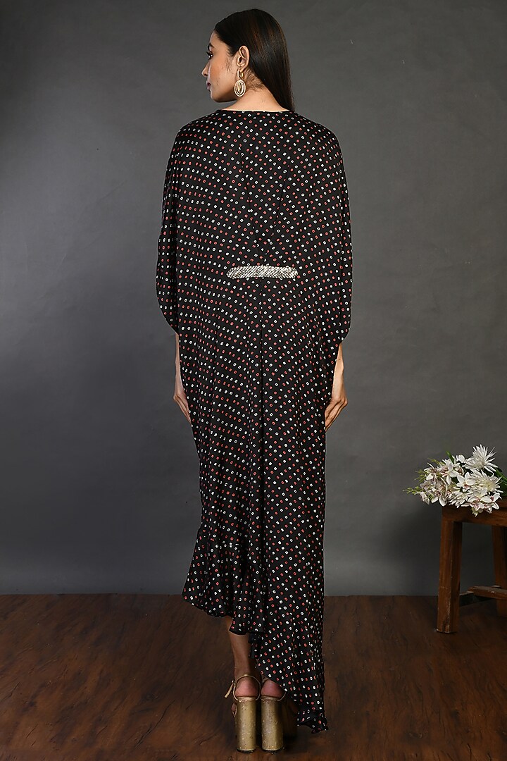 Black Satin Summer Dress With Belt by Onaya at Pernia's Pop Up Shop