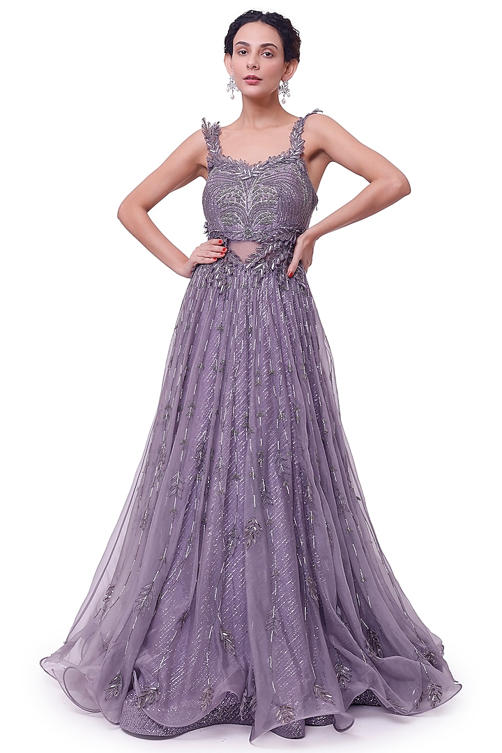 Lavender Organza Embellished Gown by Onaya at Pernia's Pop Up Shop