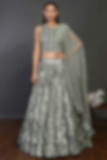 Pista Green Embellished Wedding Lehenga Set by Onaya at Pernia's Pop Up Shop