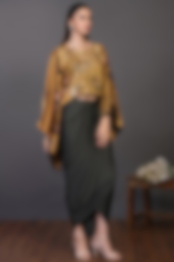 Black Satin Dhoti Set by Onaya at Pernia's Pop Up Shop