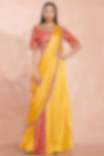 Canary Yellow Satin Skirt Set by Onaya at Pernia's Pop Up Shop