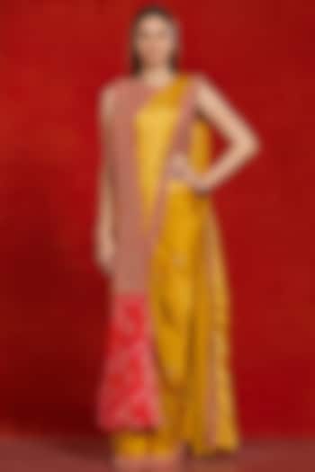 Mustard Embellished Saree Set by Onaya