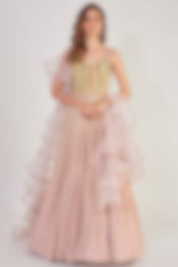 Peach Embroidered Engagement Gown by Onaya at Pernia's Pop Up Shop