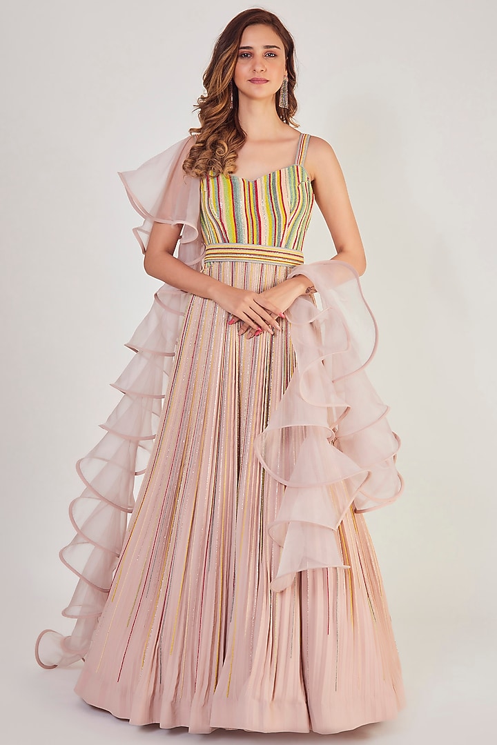 Peach Embroidered Engagement Gown by Onaya at Pernia's Pop Up Shop