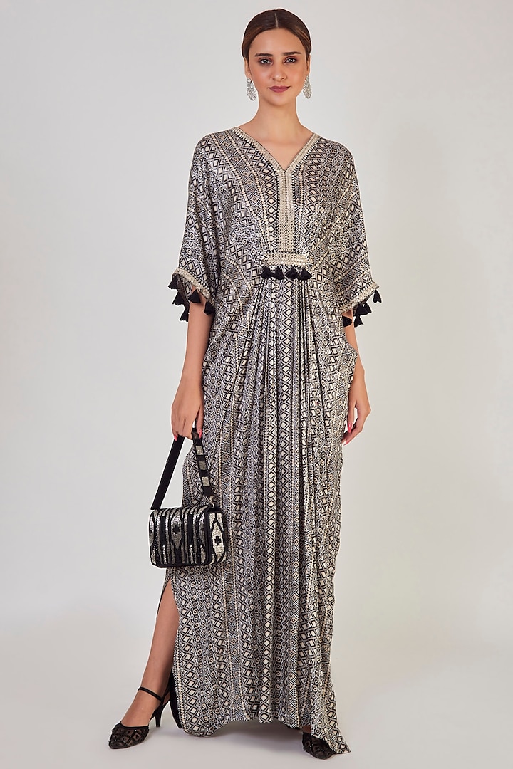Black & Beige Printed Dress by Onaya