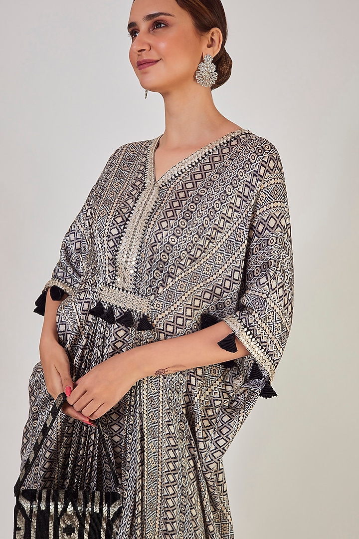 Black & Beige Printed Summer Dress by Onaya at Pernia's Pop Up Shop