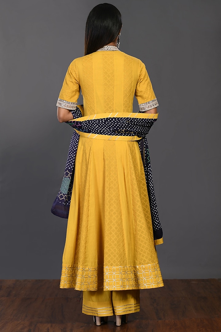 Dandelion Yellow Moti Embroidered Kurta Set by Onaya at Pernia's Pop Up Shop