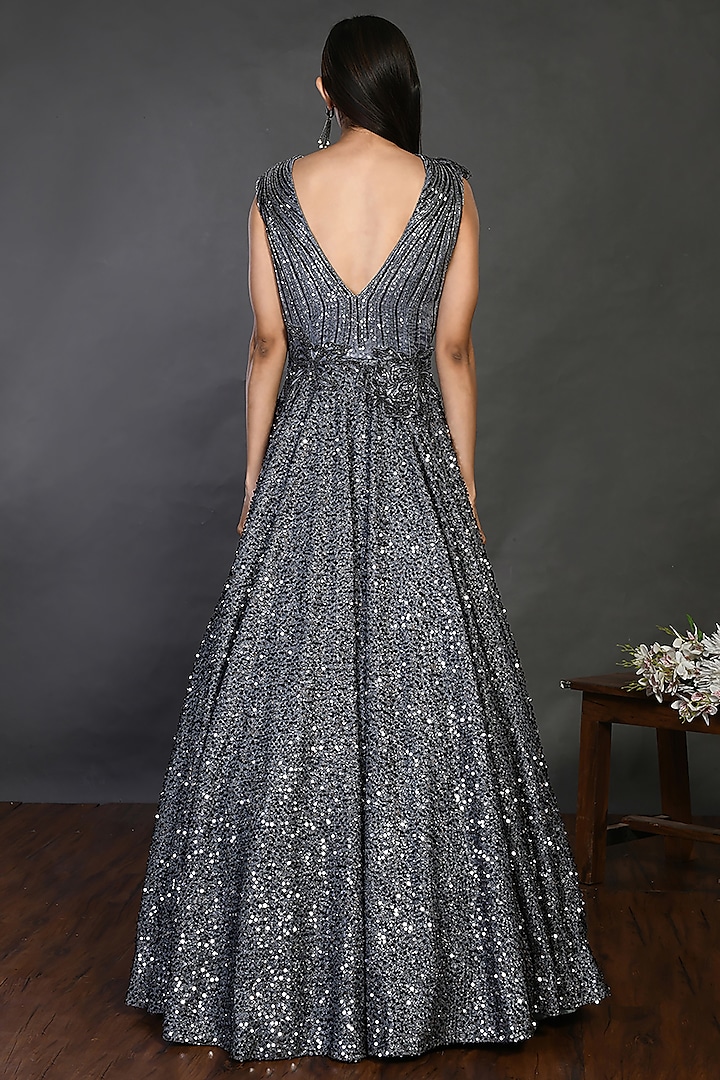 Wedding Dress Charcoal Grey Evening Dress Dark Grey Black And Grey