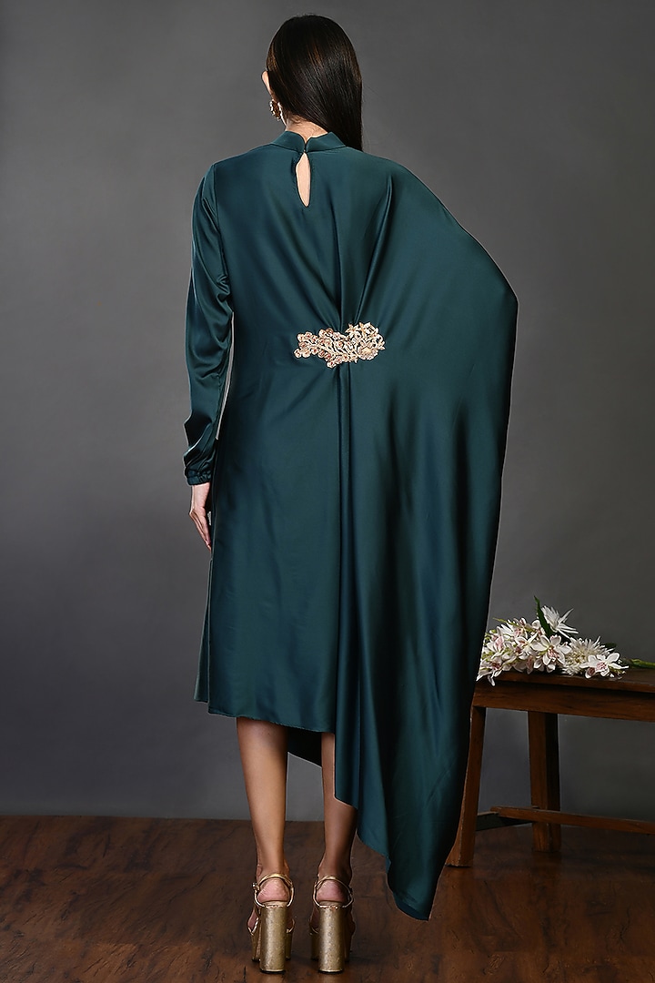 Bottle Green Satin Summer Dress by Onaya at Pernia's Pop Up Shop