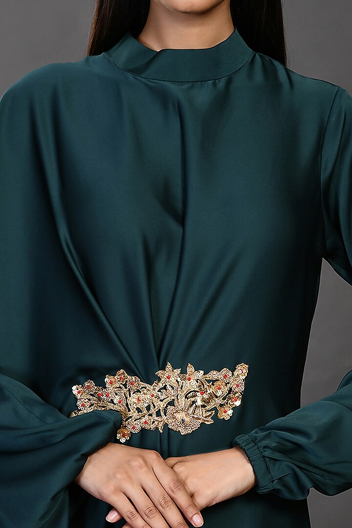 Bottle Green Satin Summer Dress by Onaya at Pernia's Pop Up Shop