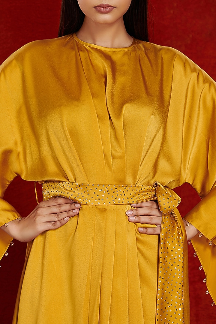 Canary Yellow Satin Flared Summer Dress by Onaya at Pernia's Pop Up Shop