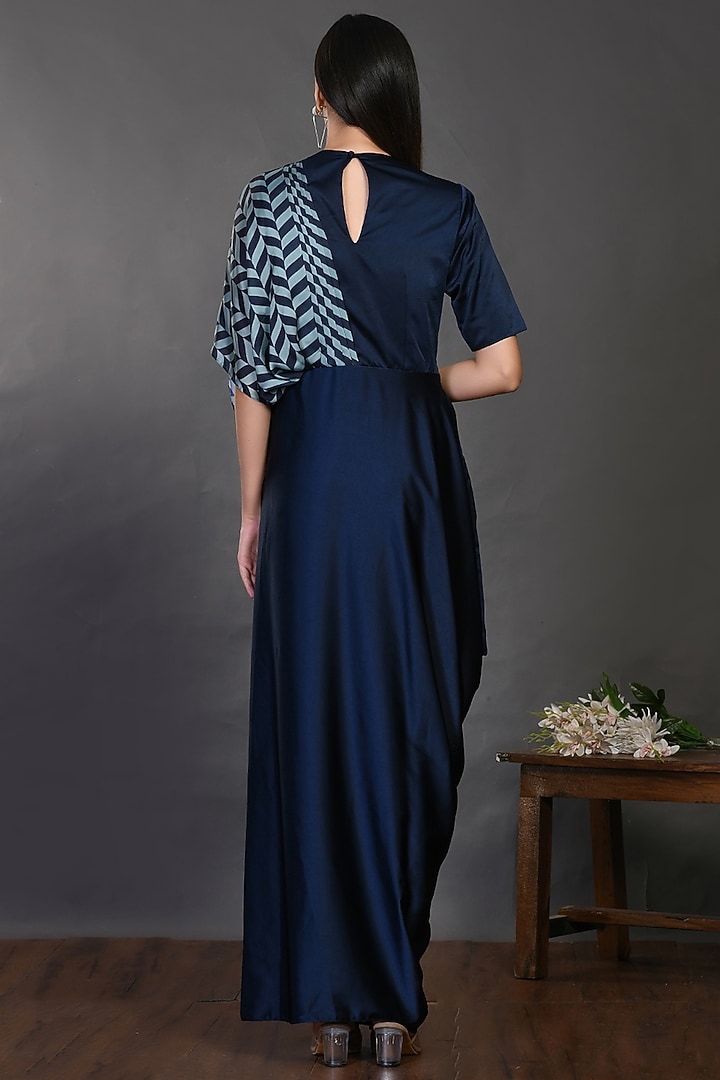 Blue Embroidered & Printed Summer Dress by Onaya at Pernia's Pop Up Shop