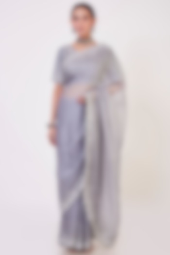 Grey Organza Party Wear Saree Set by Onaya at Pernia's Pop Up Shop