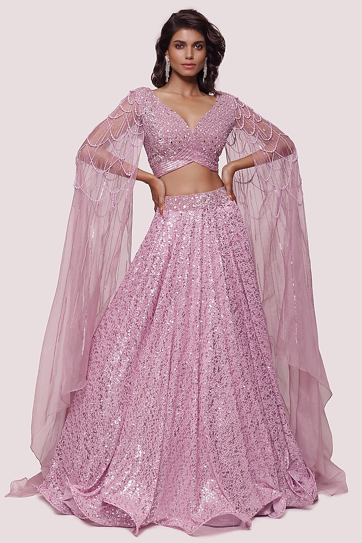 Primrose Lycra Pearl Embellished Wedding Lehenga Set by Onaya at Pernia's Pop Up Shop