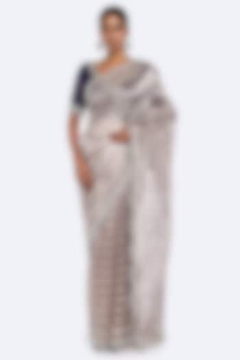 Mauve Tissue Sequins Embellished Striped Saree Set by Onaya at Pernia's Pop Up Shop