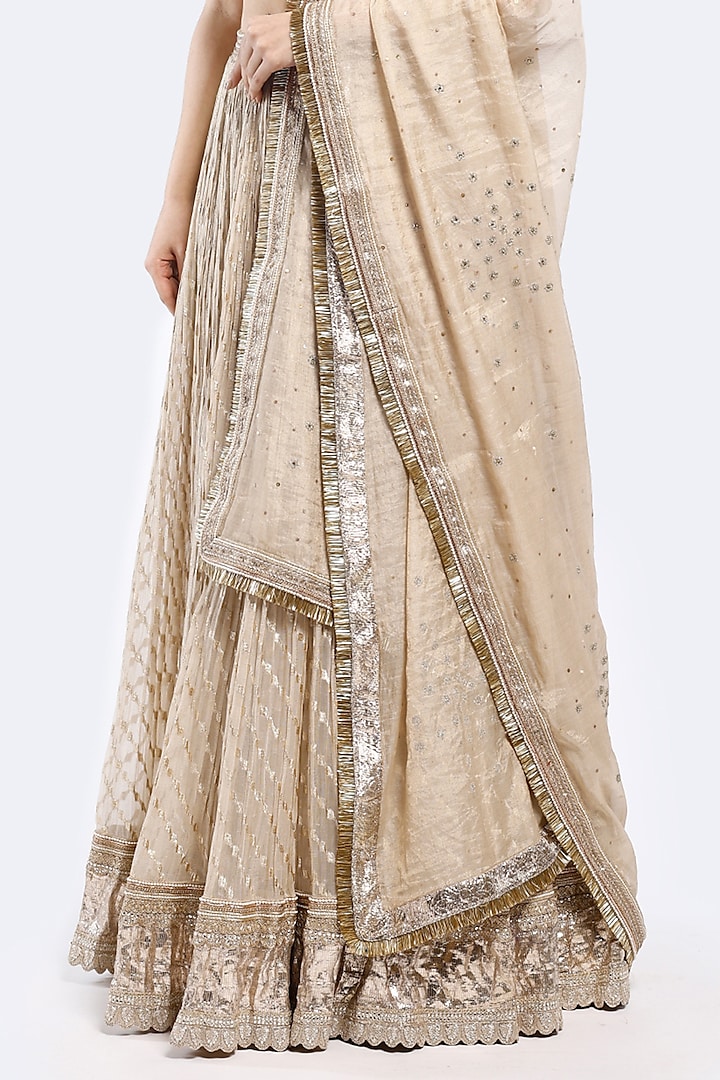 Pearl Ivory Organza Sequins & Pearl Embellished Wedding Lehenga Set by Onaya at Pernia's Pop Up Shop