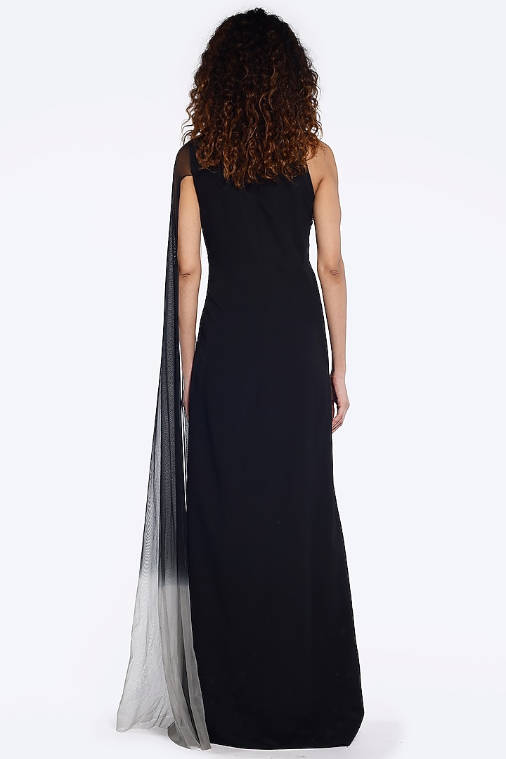 Black & Grey Georgette Sequins Embellished Gown by Onaya at Pernia's Pop Up Shop