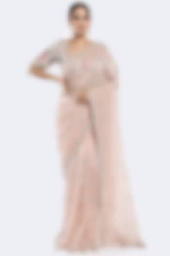 Pink Organza Sequins Embellished Party Wear Saree Set by Onaya at Pernia's Pop Up Shop