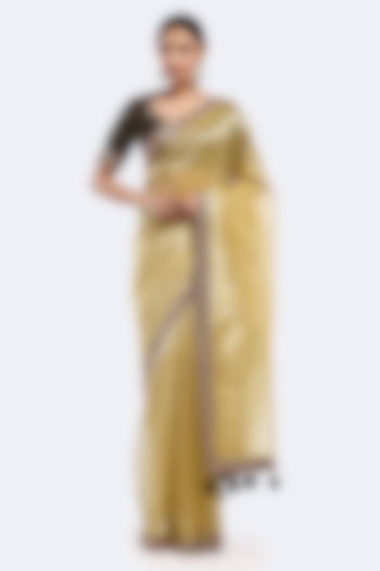 Lemon Yellow Zari Kota Tikki Embellished Party Wear Saree Set by Onaya at Pernia's Pop Up Shop