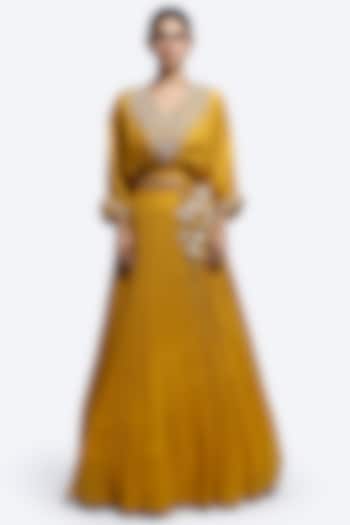 Mustard Georgette Lehenga Set by Onaya at Pernia's Pop Up Shop