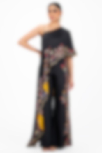 Black Silk Embellished Pant Set by Onaya at Pernia's Pop Up Shop