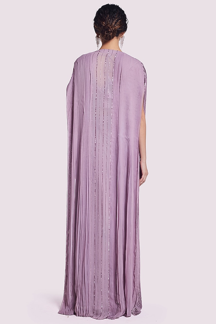 Mauve Georgette Embellished Skirt Wedding Saree Set by Onaya at Pernia's Pop Up Shop