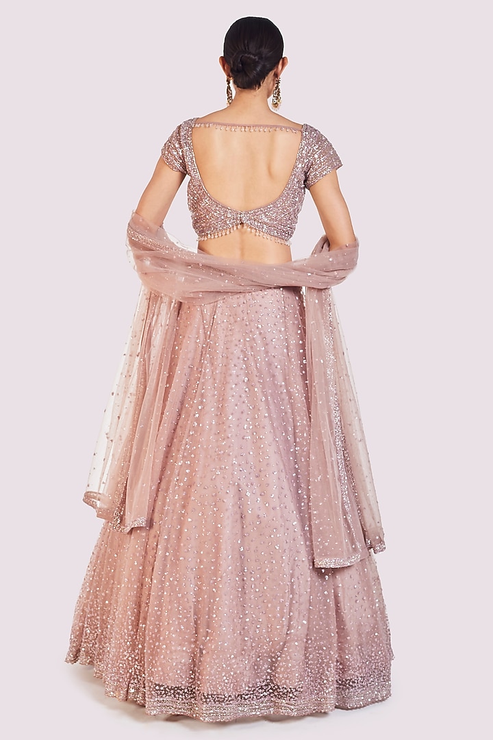 Onion Pink Net Embellished Wedding Lehenga Set by Onaya at Pernia's Pop Up Shop